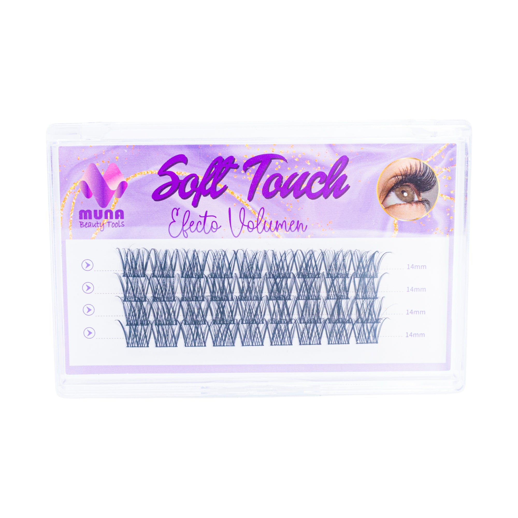 PESTAÑAS POSTIZAS MUNA101-4 efecto volumen 14-mm