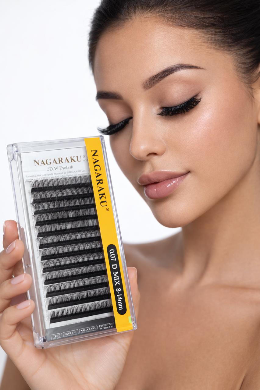 PESTAÑAS POSTIZAS 7D W SHAPE EYELASHES 0.07D8-14 MIX
